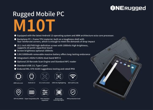 M10T 10 inch Rugged Android 13 Tablet
