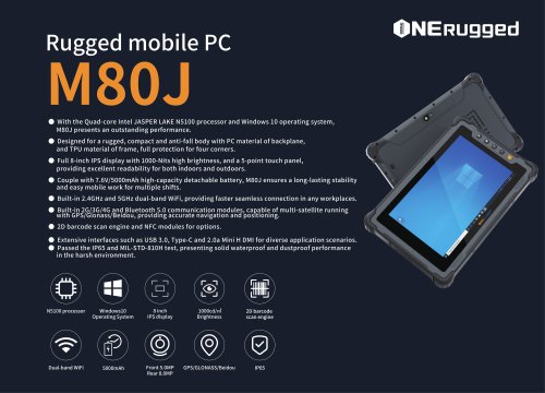 M80J 8 inch 1000 nits high brightness   Rugged Windows Tablet 