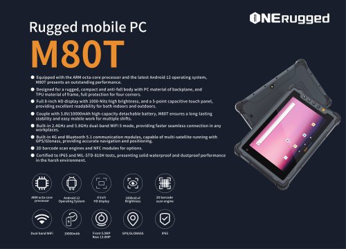 M80T: Rugged Mobile PC, ARM Octa-Core Processor, Android 12, and Robust Features for Seamless Performance