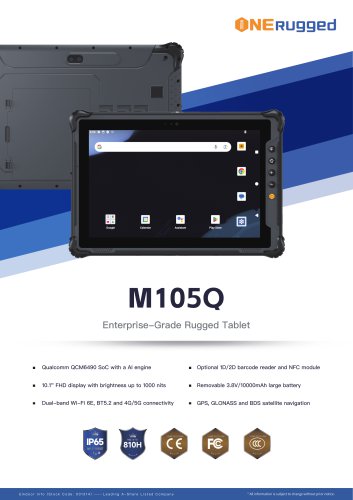 ONERugged M105Q IP65 Rugged tablet QCM6490 SoC