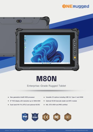 ONERugged M80N Intel N150 8INCH rugged tablet