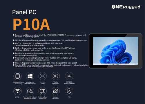 ONErugged P10A Panel PC: 12th Gen Intel Core, Windows 11, and Robust Design for Unmatched Performance