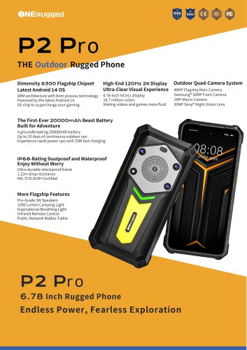 ONERugged P2pro:The Outdoor Rugged Phone latest Android 14 os with 5G chip beast battery 20000mAh IP68-Rating dustproof and water proof