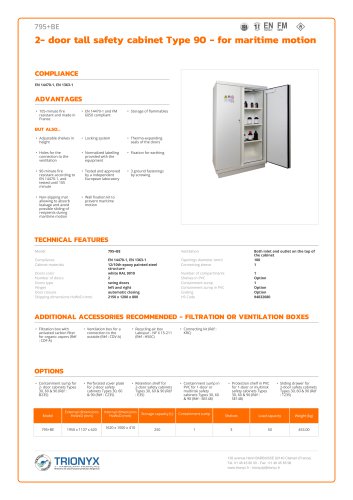 2- door tall safety cabinet Type 90 - for maritime motion