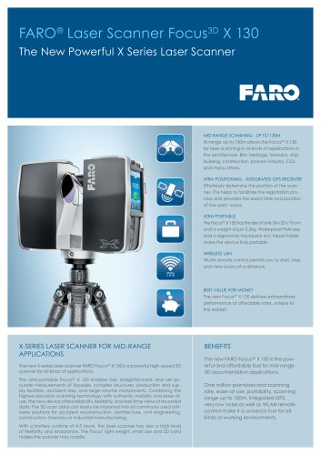 Tech Sheet FARO Laser Scanner Focus3D X 130