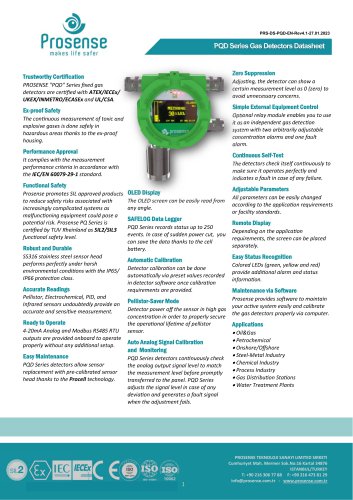 PQD Serඈes Gas Detectors Datasheet