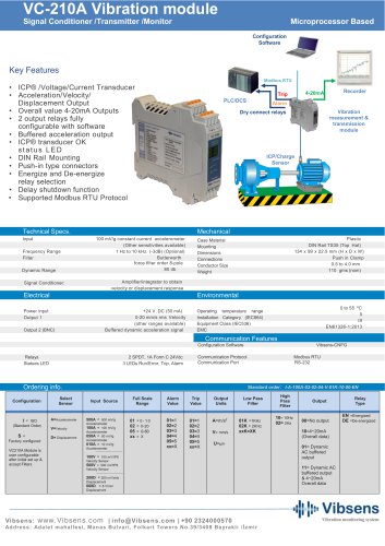 VC210A Vibration Signal Conditioner/Transmitter/Monitoring Module