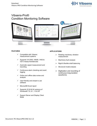 VibsensPro Condition Monitoring Software