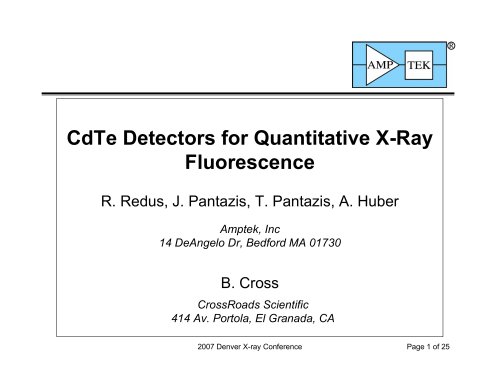 CdTe Detectors for Quantitative X-Ray Fluorescence