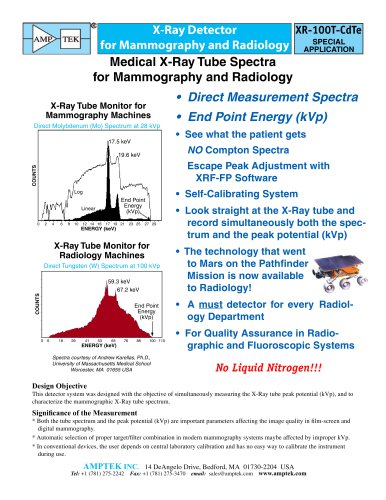 Medical XR-100T-CdTe Detector Specifications