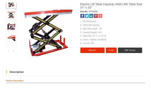 Electric Lift Table Capacity 4400 LBS Table Size 51 x 33-Santsai Machinery