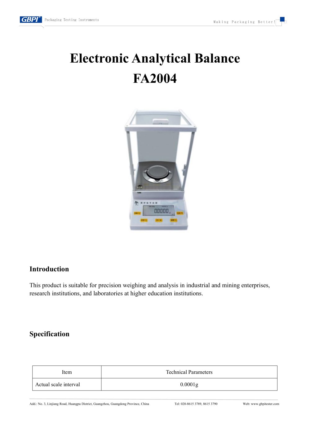 FA2004 Electronic Analytical Balance A0(20250606) - Guangzhou Biaoji Packaging Equipment Co., Ltd.