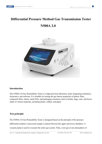 N500A 2.0 Differential Pressure Method Gas Transmission Tester Introduction A3(20251031)