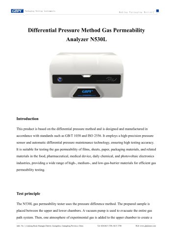 N530L Differential Pressure Method Gas Permeability Analyzer A3 (20251031)