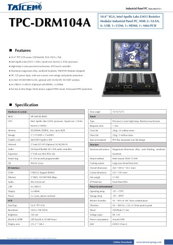 TAICENN/Panel PC/TPC-DRM104A