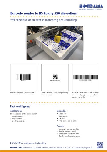 Barcode reader to BS Rotary 550 die-cutters