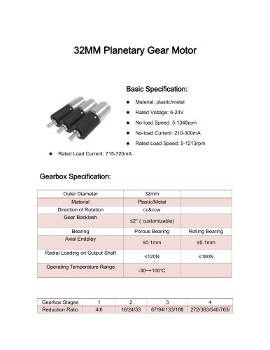 DC motor datesheet 32mm 5-1500rpm,0-10Nm,12v,24v,3v,9v