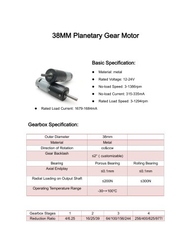 DC motor datesheet 38mm 5-1500rpm,0-10Nm,12v,24v,3v,9