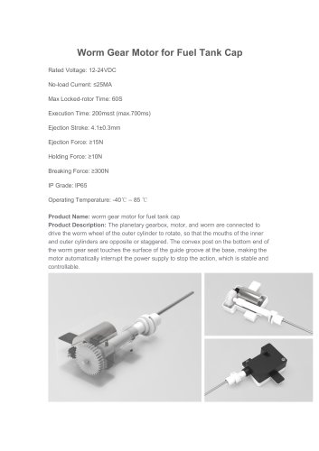 Worm Gear Motor for Fuel Tank Cap