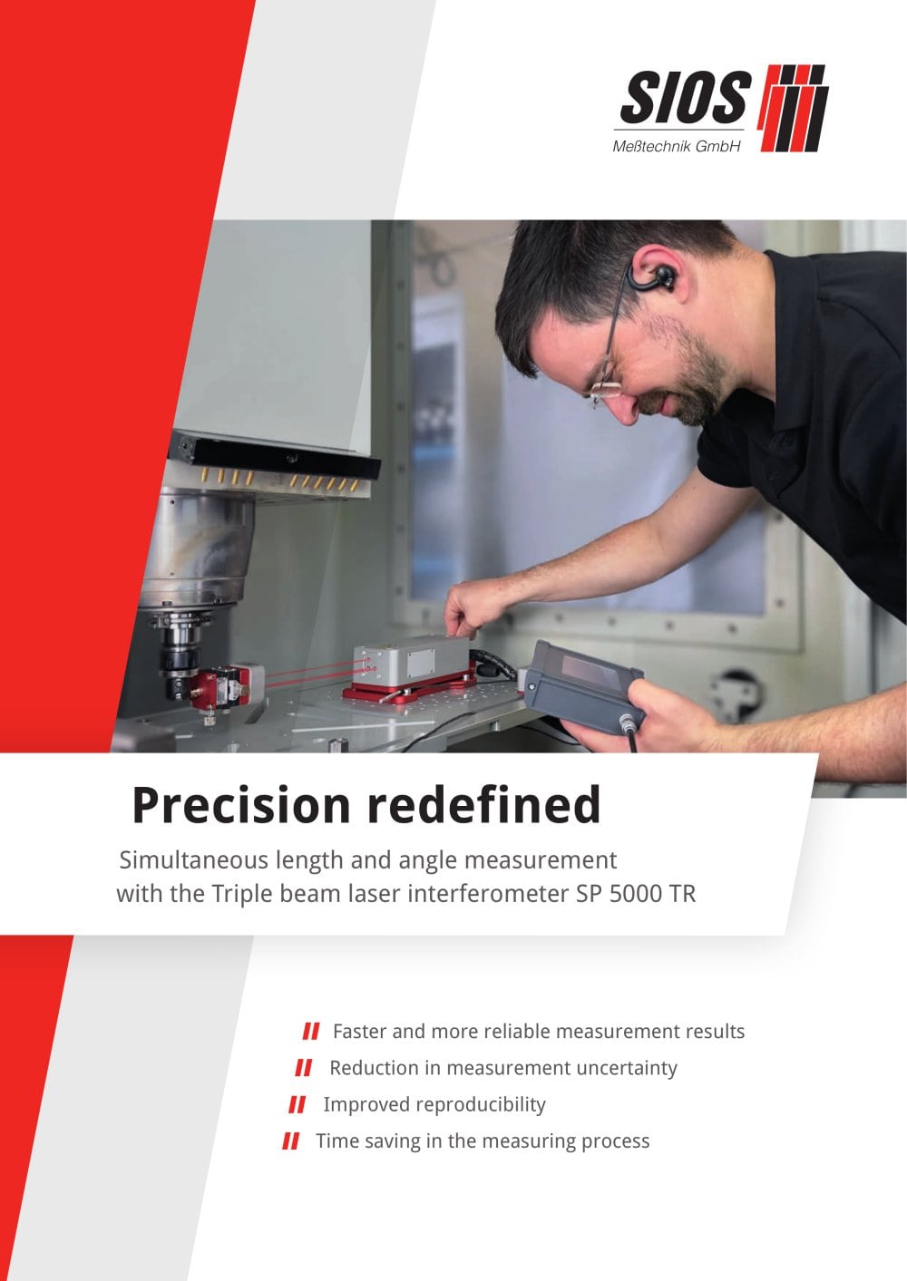 Simultaneous length and angle measurement with the Triple beam laser interferometer SP 5000 TR - SIOS Me&szlig;technik GmbH