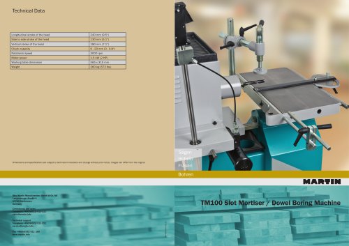 TM100 Slot Mortiser / Dowel Boring Machine