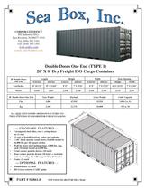 SB861.0 20' (Type 1) Dry Freight Container, Double Doors One End