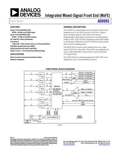 AD9993: Integrated Mixed-Signal Front End (MxFE) Data Sheet