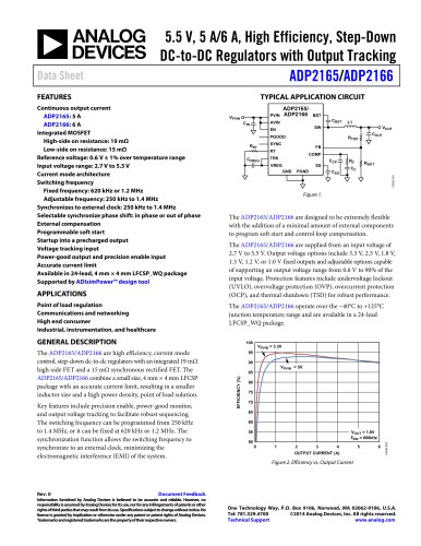 ADP2165/ADP2166: 5.5 V, 5A/6A, High Efficiency, Step-Down DC-to-DC Regulators with Output Tracking Data Sheet