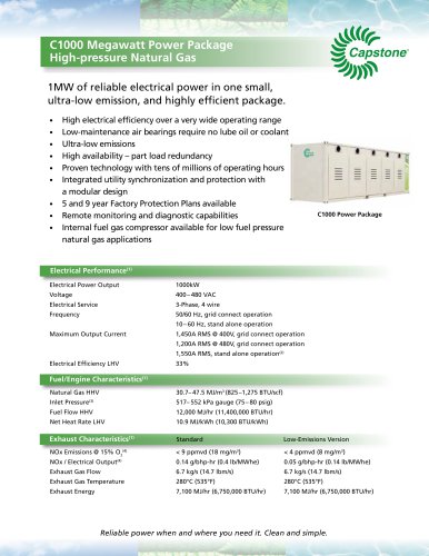 C1000 Megawatt Power Package High-pressure Natural Gas