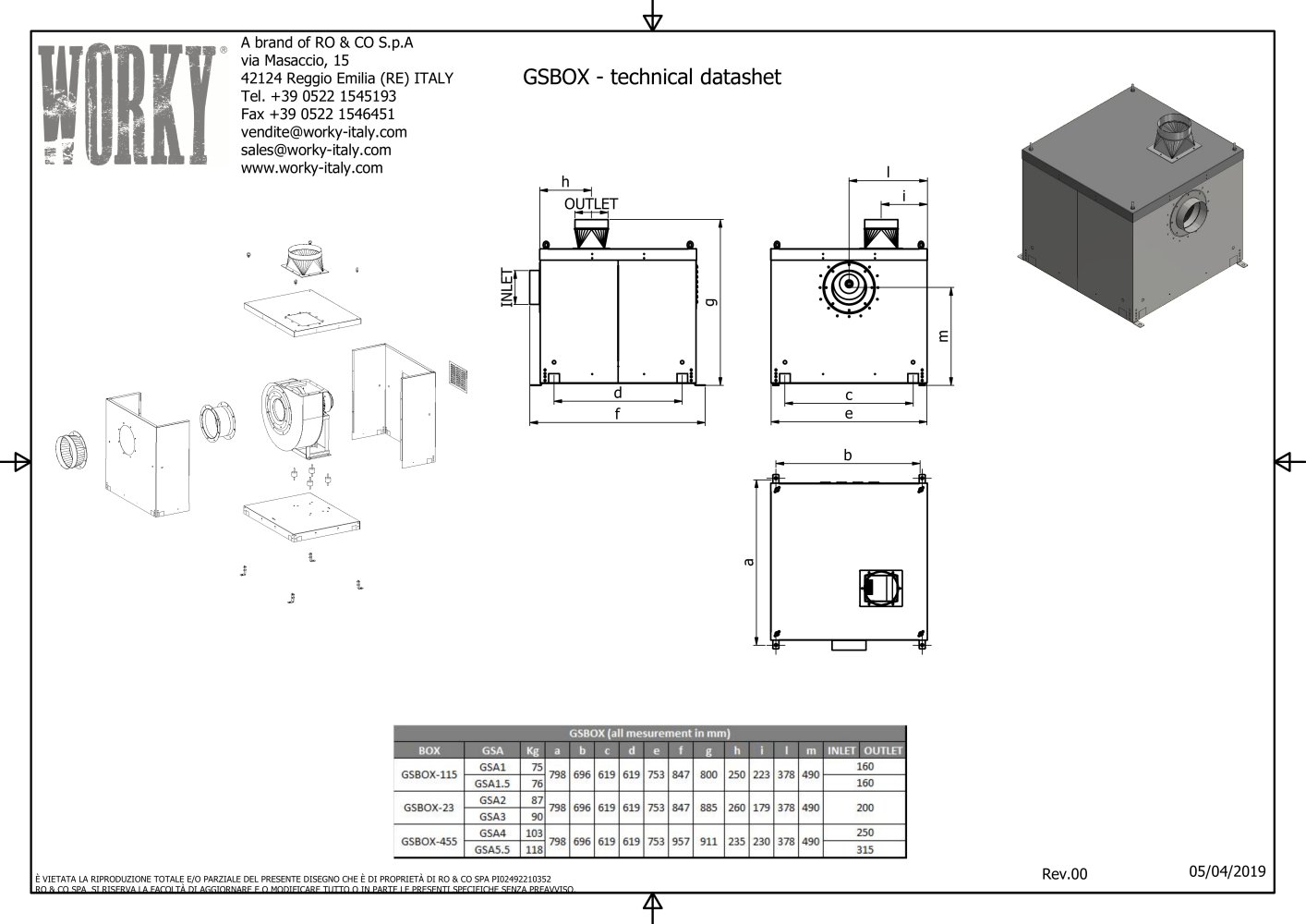 GSBOX - technical datashet - RO & Co S.p.A. WORKY