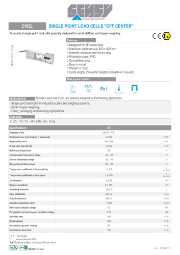 2162L : SINGLE POINT LOAD CELL " OFF CENTER "