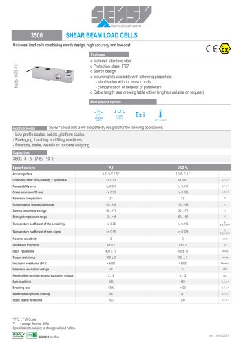 3500 : SHEAR BEAM LOAD CELLS