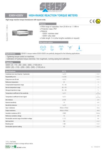 6300V-6305V : HIGH-RANGE TORQUE METERS