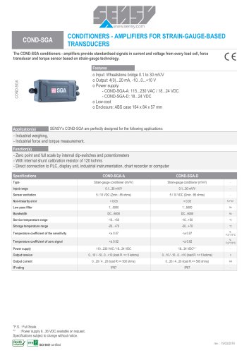 COND-SGA : CONDITIONERS-AMPLIFIERS FOR STRAIN-GAUGE-BASED TRANDUCERS