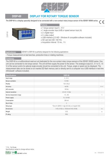 DISP-60 : DISPLAY FOR ROTARY TORQUE SENSOR