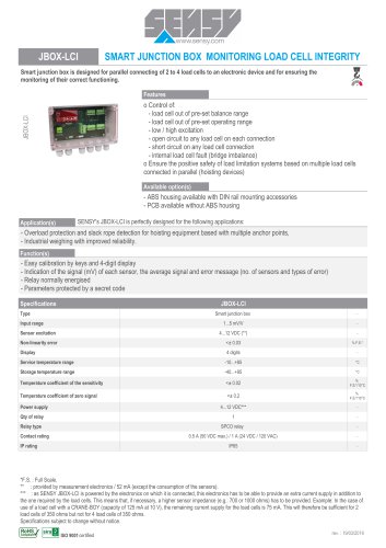 JBOX-LCI : SMART JUNCTION BOX MONITORING LOAD CELL INTEGRALITY