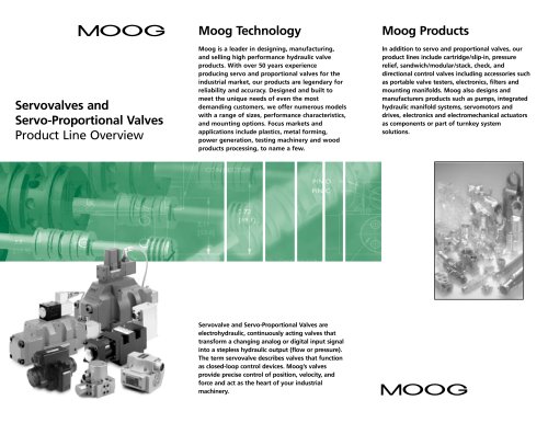 Servovalves and Servo-Proportional Valves Product Line Overview