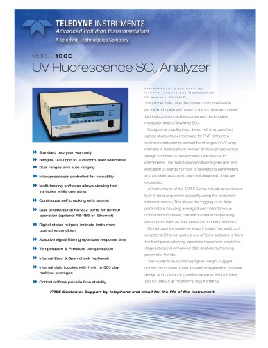 Analyzers for Sulfur Compounds 100E