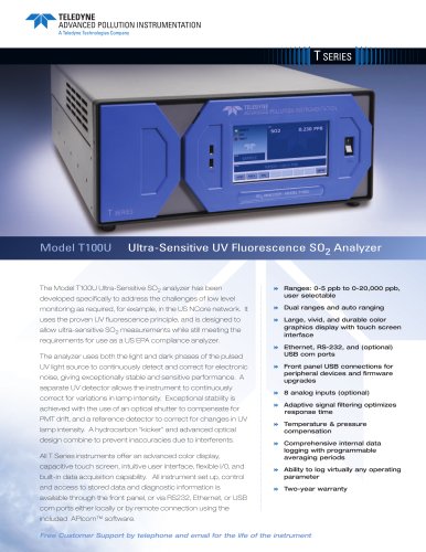 Analyzers for Sulfur Compounds T100U