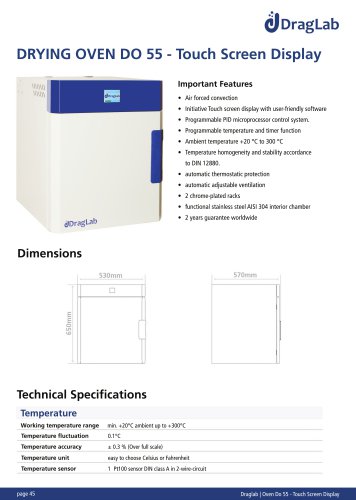 DRYING OVEN DO 55 - Touch Screen Display