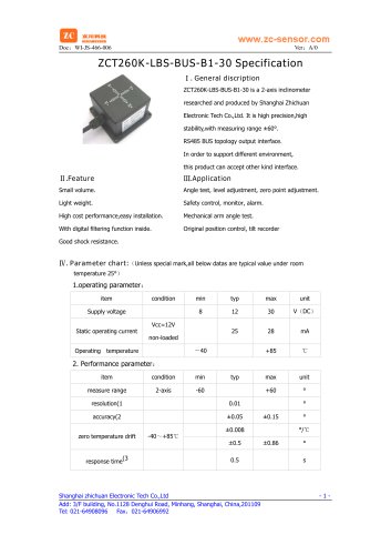 ZCT260K-LBS-BUS-B1-31 Power Line monitoring Inclinometer Sensor