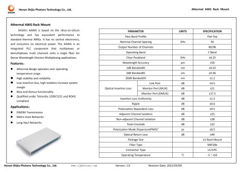 Athermal AWG Rack Mount