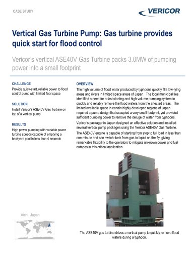 Vertical Gas Turbine Pump: Gas turbine provides quick start to flood control