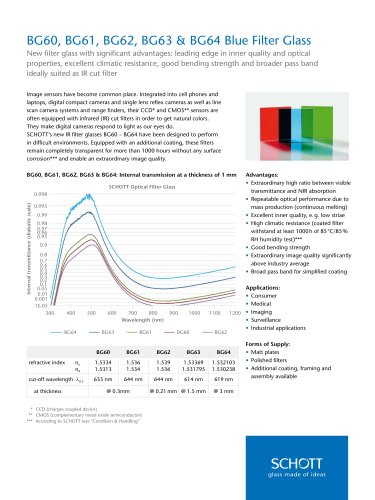 BG60 - BG64 Blue Filter Glass