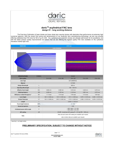 doricTM acylindrical FAC lens
