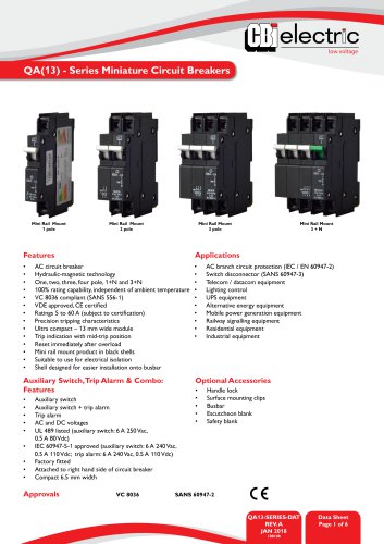 QA(13) - Series Miniature Circuit Breakers