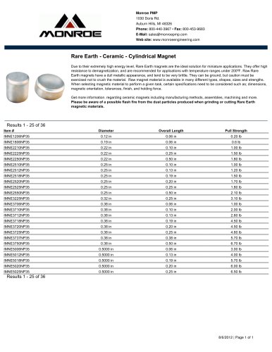 Ceramic Cylindrical Rare Earth Magnet