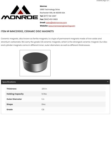 IMNCD1002, CERAMIC DISC MAGNETS