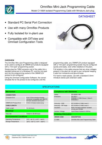 Model C1168A Mini-Jack Programming Cable