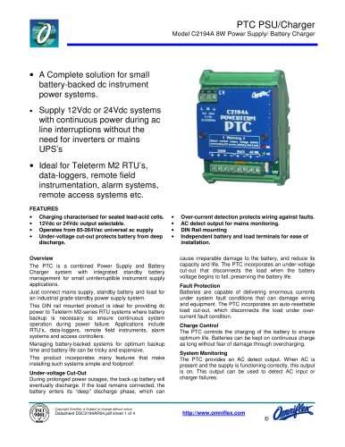 Model C2194A PTC 24/12Vdc PSU/Battery Charger